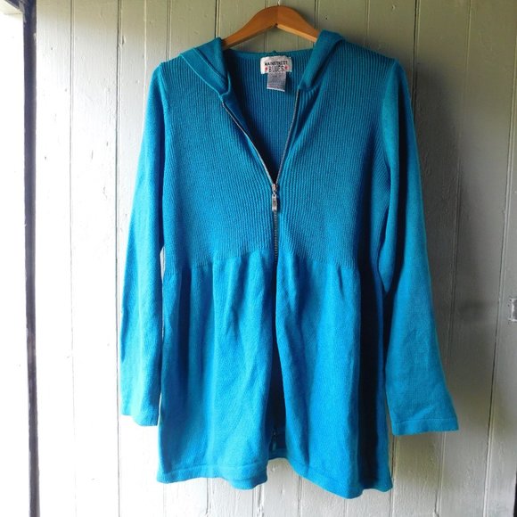 🌿 Electric Blue Sweater Hoodie Tunic - Picture 3 of 14